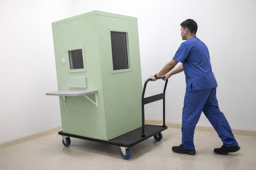 ilustrasi chamber audiometri berbahan fiberglass